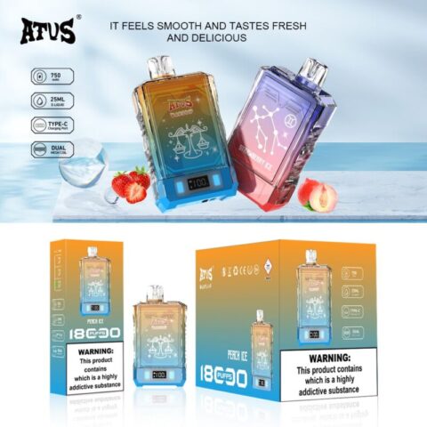 DE015 18000 Puffs Disposable Vape with LED display screen and adjustable airflow rechargeable ATVS Vape