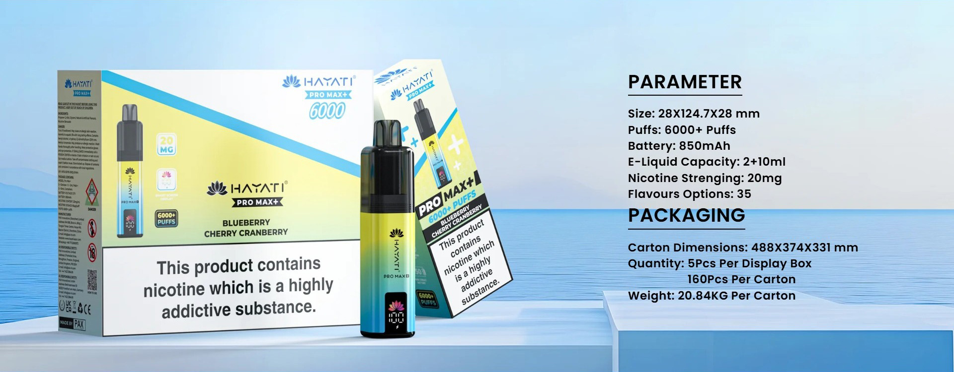 Hayati 6000 Puffs Disposable Vape with LED display screen