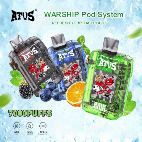 DE012 7000 Puffs Disposable Vape with rechargeable and adjustable airflow ATVS Vape