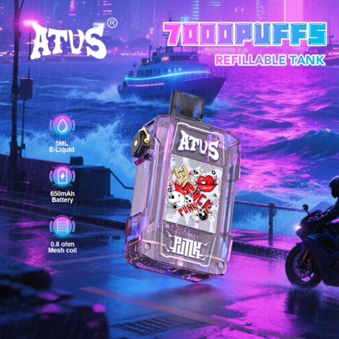 DE012 7000 Puffs Disposable Vape with rechargeable and adjustable airflow ATVS Vape