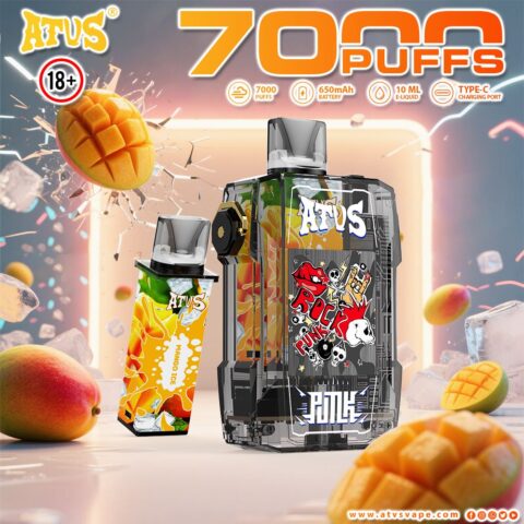 DE012 7000 Puffs Disposable Vape with rechargeable and adjustable airflow ATVS Vape