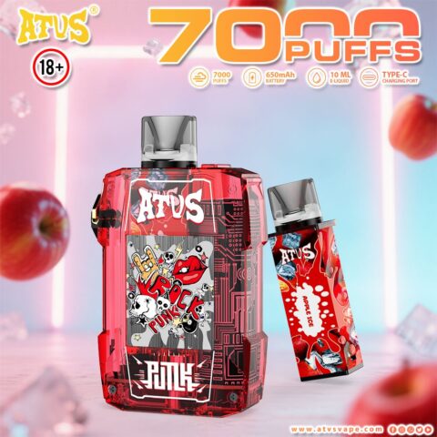 DE012 7000 Puffs Disposable Vape with rechargeable and adjustable airflow ATVS Vape