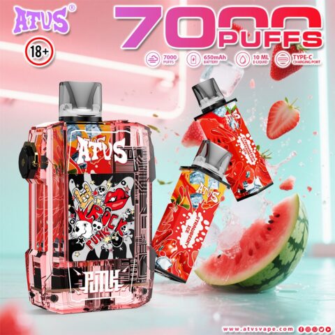 DE012 7000 Puffs Disposable Vape with rechargeable and adjustable airflow ATVS Vape