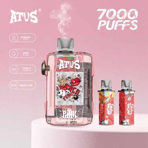 DE012 7000 Puffs Disposable Vape with rechargeable and adjustable airflow ATVS Vape