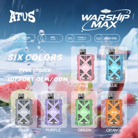 DE012MAX 7000 Puffs Disposable Vape with rechargeable and adjustable airflow ATVS Vape
