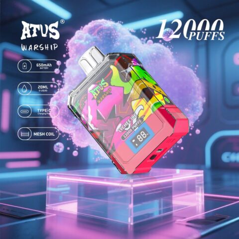 DE013A 12000 Puffs Disposable Vape with LED display screen and adjustable airflow ATVS Vape