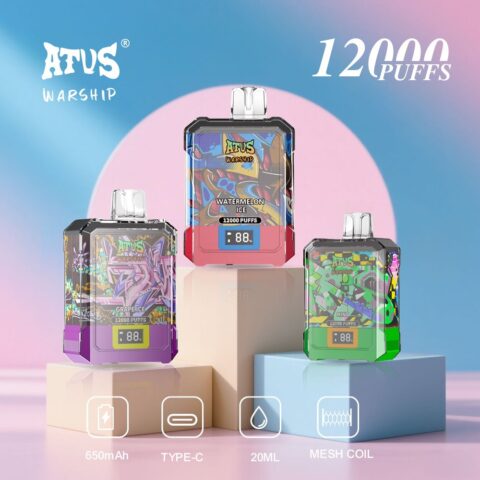 DE013A 12000 Puffs Disposable Vape with LED display screen and adjustable airflow ATVS Vape