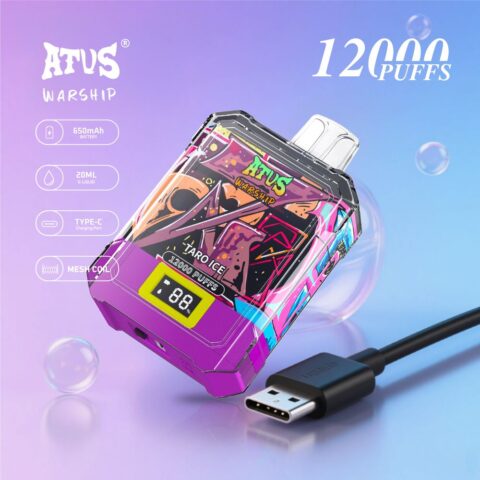 DE013A 12000 Puffs Disposable Vape with LED display screen and adjustable airflow ATVS Vape