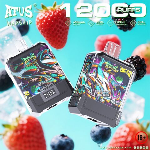 DE013A 12000 Puffs Disposable Vape with LED display screen and adjustable airflow ATVS Vape