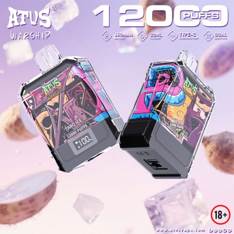 DE013A 12000 Puffs Disposable Vape with LED display screen and adjustable airflow ATVS Vape