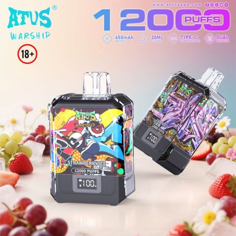 DE013A 12000 Puffs Disposable Vape with LED display screen and adjustable airflow ATVS Vape