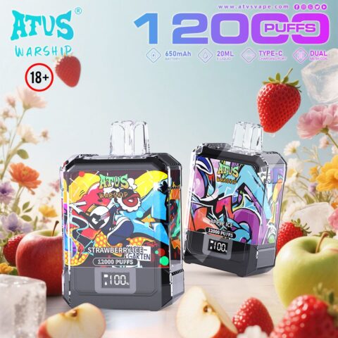 DE013A 12000 Puffs Disposable Vape with LED display screen and adjustable airflow ATVS Vape