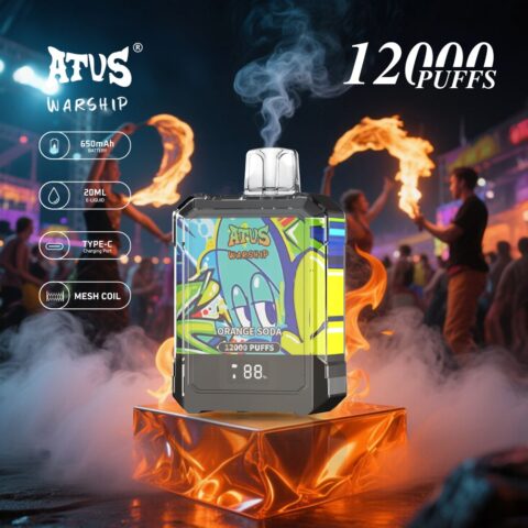 DE013A 12000 Puffs Disposable Vape with LED display screen and adjustable airflow ATVS Vape