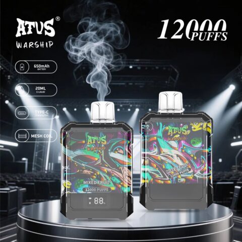 DE013A 12000 Puffs Disposable Vape with LED display screen and adjustable airflow ATVS Vape