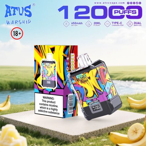 DE013A 12000 Puffs Disposable Vape with LED display screen and adjustable airflow ATVS Vape