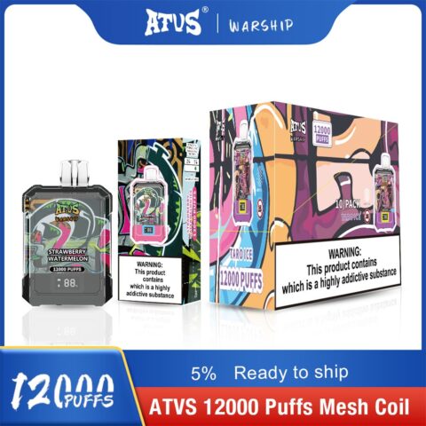 DE013A 12000 Puffs Disposable Vape with LED display screen and adjustable airflow ATVS Vape