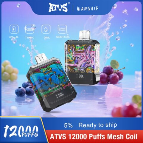 DE013A 12000 Puffs Disposable Vape with LED display screen and adjustable airflow ATVS Vape