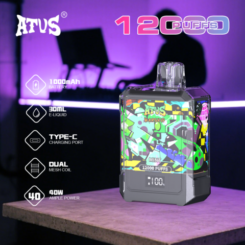 DE013A 12000 Puffs Disposable Vape with LED display screen and adjustable airflow ATVS Vape