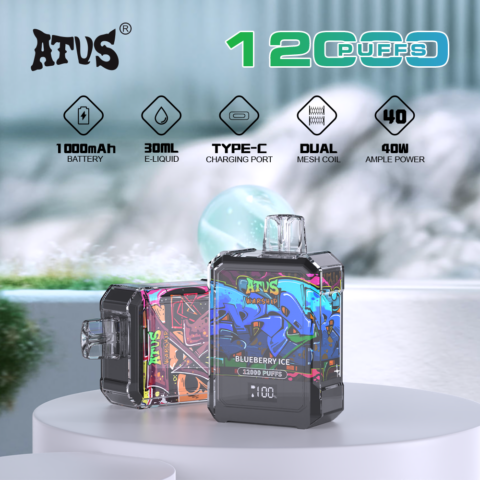 DE013A 12000 Puffs Disposable Vape with LED display screen and adjustable airflow ATVS Vape