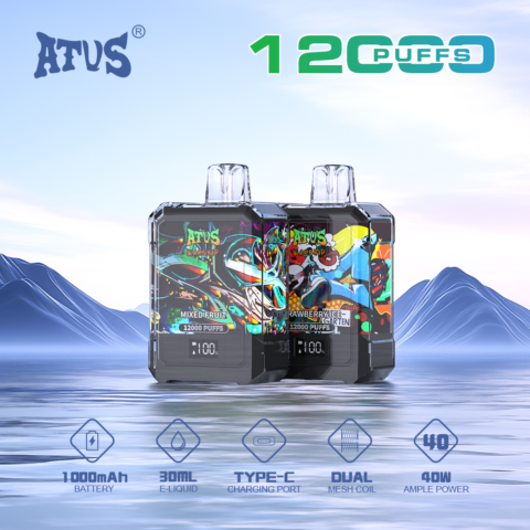 DE013A 12000 Puffs Disposable Vape with LED display screen and adjustable airflow ATVS Vape
