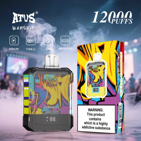 DE013A 12000 Puffs Disposable Vape with LED display screen and adjustable airflow ATVS Vape