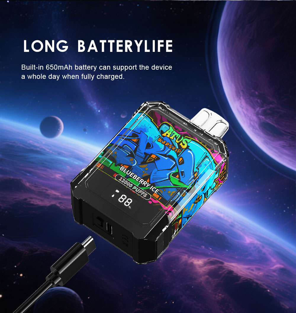 DE013A 12000 Puffs Disposable Vape with LED display screen and adjustable airflow ATVS Vape