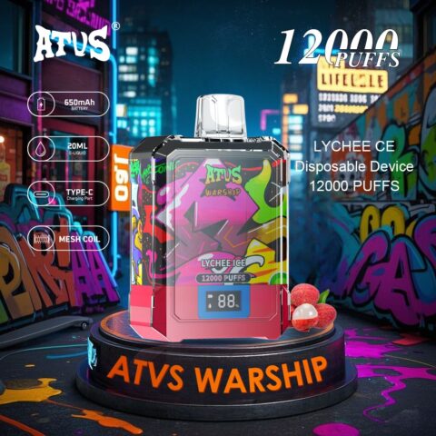 DE013A 12000 Puffs Disposable Vape with LED display screen and adjustable airflow ATVS Vape