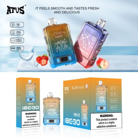 DE015 18000 Puffs Disposable Vape with LED display screen and adjustable airflow rechargeable ATVS Vape