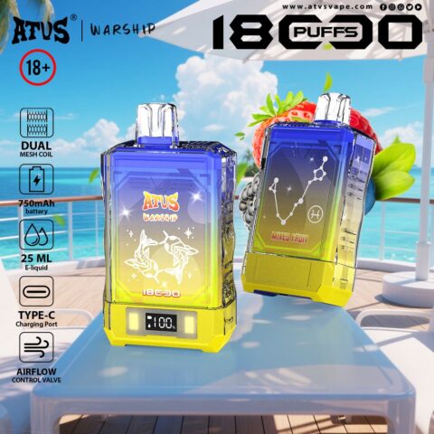 DE015 18000 Puffs Disposable Vape with LED display screen and adjustable airflow rechargeable ATVS Vape