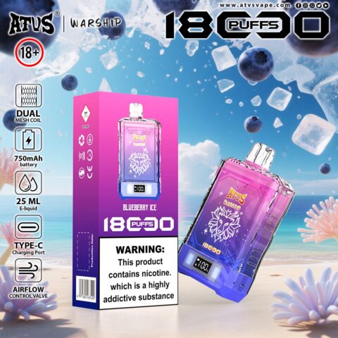 DE015 18000 Puffs Disposable Vape with LED display screen and adjustable airflow rechargeable ATVS Vape