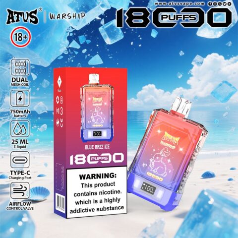 DE015 18000 Puffs Disposable Vape with LED display screen and adjustable airflow rechargeable ATVS Vape