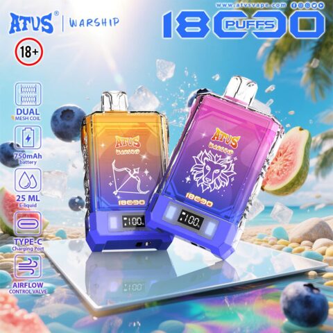 DE015 18000 Puffs Disposable Vape with LED display screen and adjustable airflow rechargeable ATVS Vape