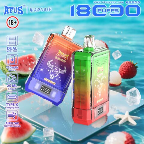 DE015 18000 Puffs Disposable Vape with LED display screen and adjustable airflow rechargeable ATVS Vape
