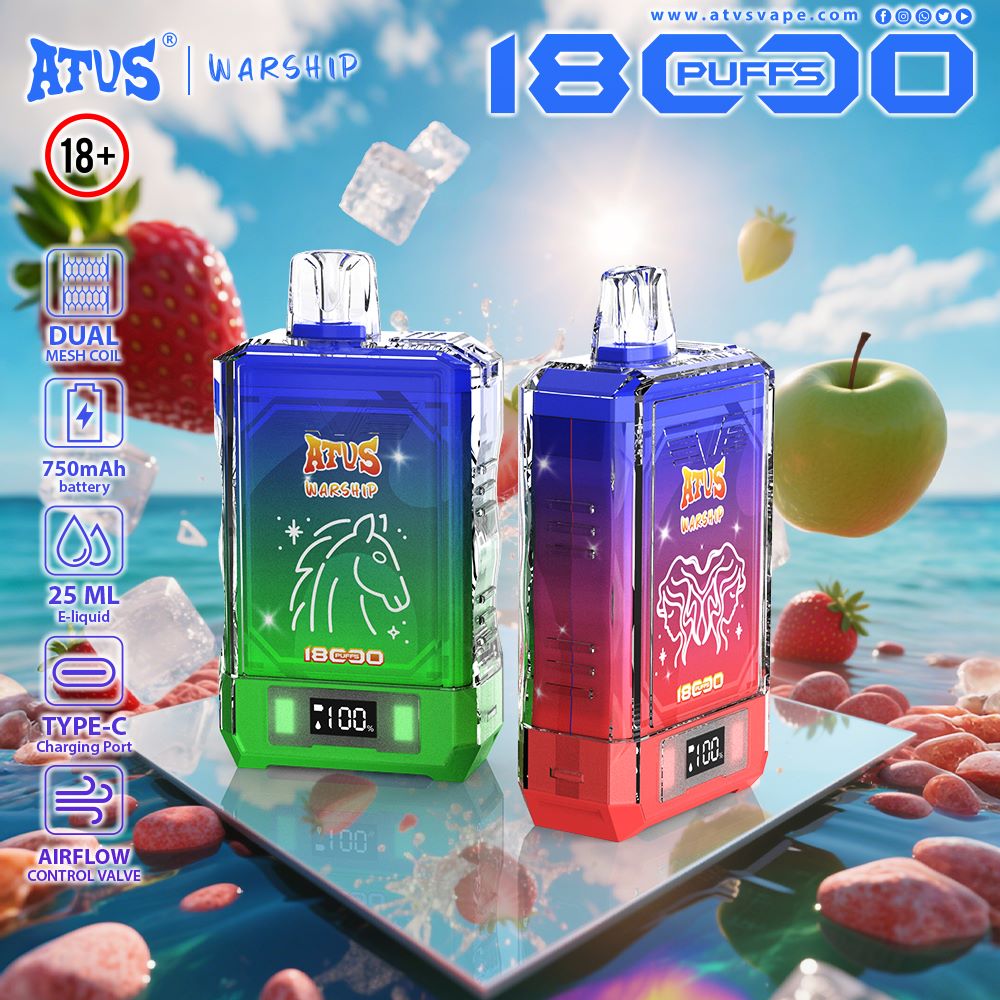 DE015 18000 Puffs Disposable Vape with LED display screen and adjustable airflow rechargeable ATVS Vape