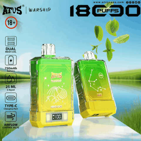 DE015 18000 Puffs Disposable Vape with LED display screen and adjustable airflow rechargeable ATVS Vape