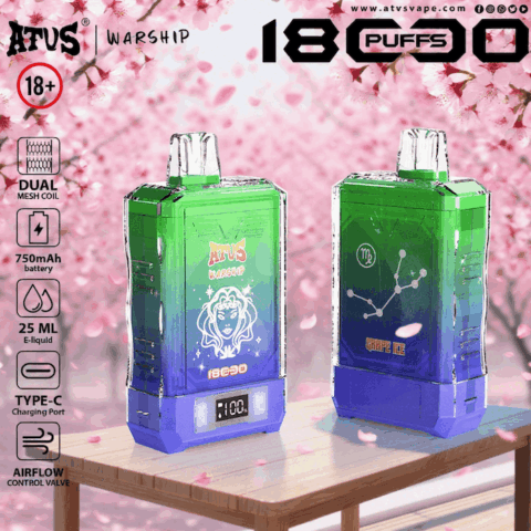 DE015 18000 Puffs Disposable Vape with LED display screen and adjustable airflow rechargeable ATVS Vape