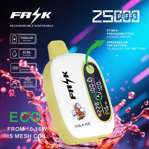 DE016 25000 Puffs Disposable Vape with LED display screen and adjustable airflow rechargeable ATVS Vape