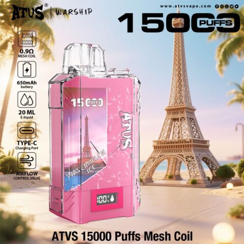 DE017 15000 Puffs Disposable Vape with LED display screen and adjustable airflow rechargeable ATVS Vape
