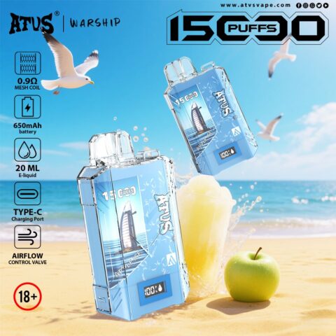 DE017 15000 Puffs Disposable Vape with LED display screen and adjustable airflow rechargeable ATVS Vape