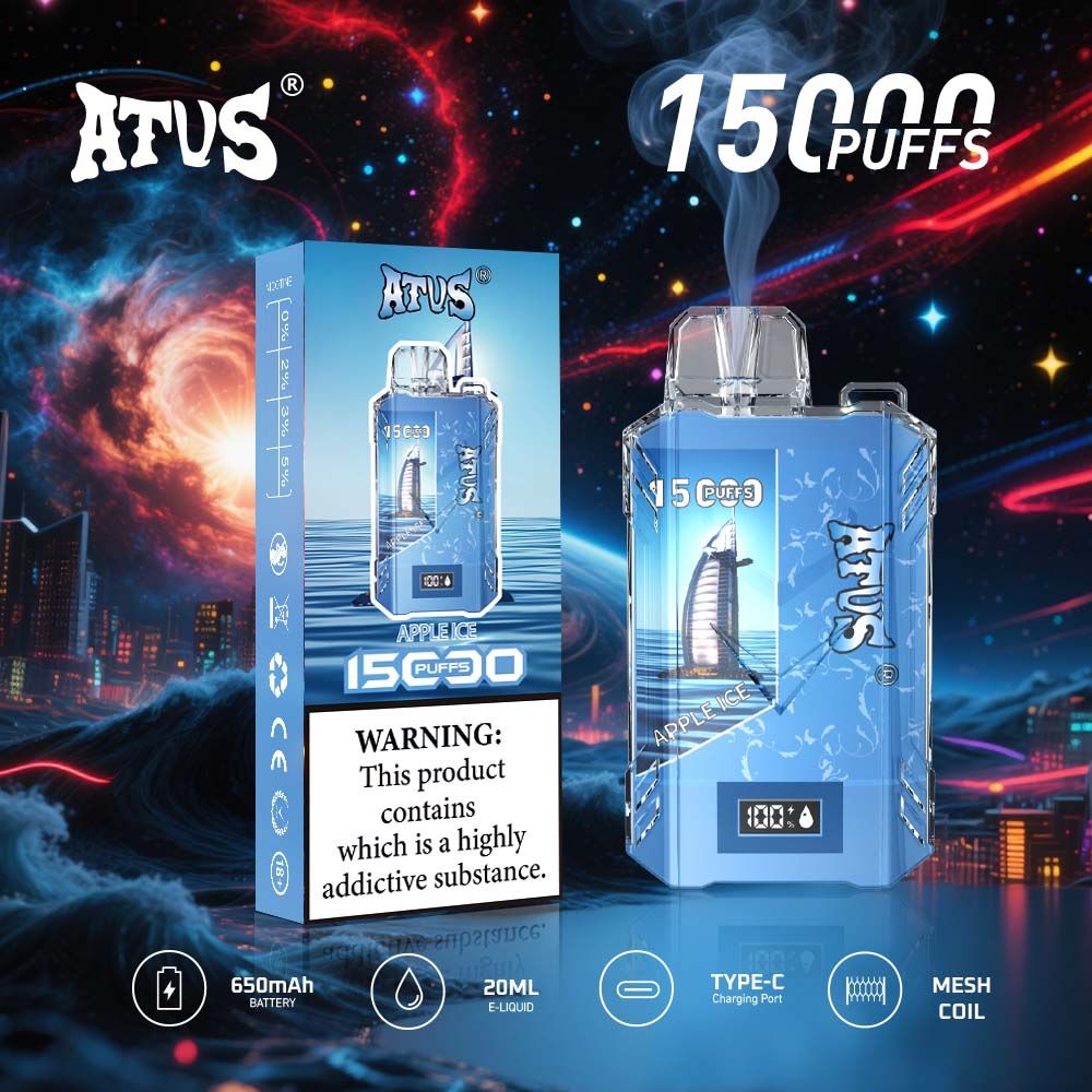 DE017 15000 Puffs Disposable Vape with LED display screen and adjustable airflow rechargeable ATVS Vape