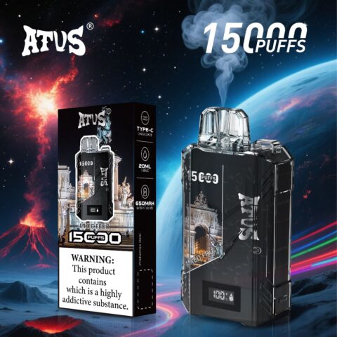 DE017 15000 Puffs Disposable Vape with LED display screen and adjustable airflow rechargeable ATVS Vape