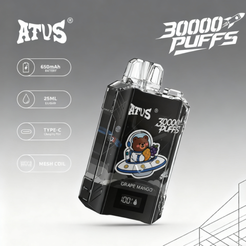DE017 30000 Puffs Disposable Vape with LED display screen and adjustable airflow rechargeable ATVS Vape