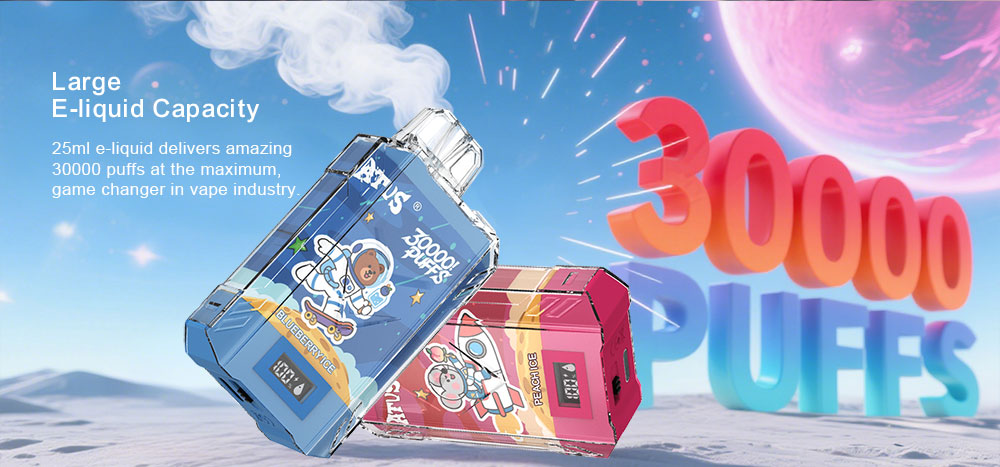 DE017 30000 Puffs Disposable Vape with LED display screen and adjustable airflow rechargeable ATVS Vape