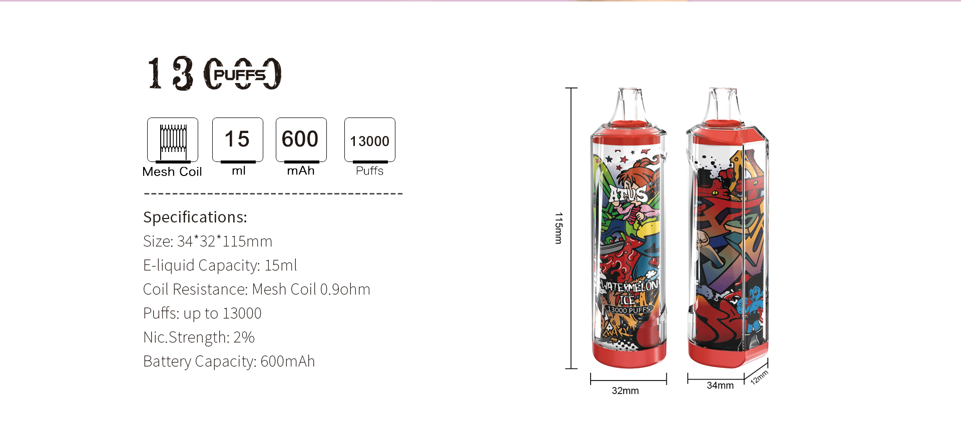 DE018 13000 Puffs Disposable Vape with rechargeable