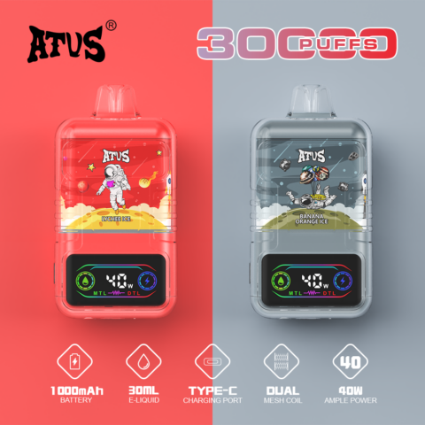 DE021 30000 Puffs Disposable Vape with-LED-display-screen and adjustable airflow MTL DTL ATVS Vape