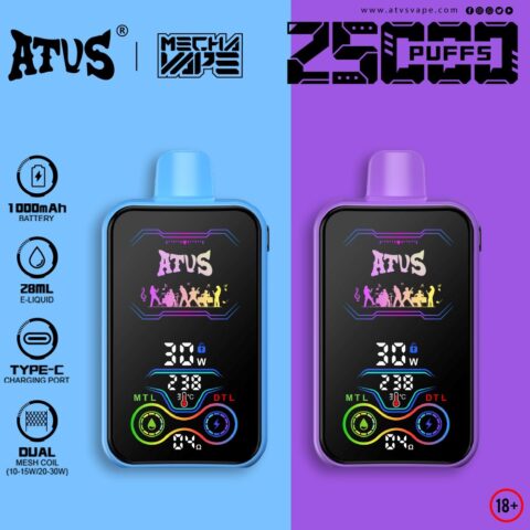 DE021 30000 Puffs Disposable Vape with-LED-display-screen and adjustable airflow MTL DTL ATVS Vape