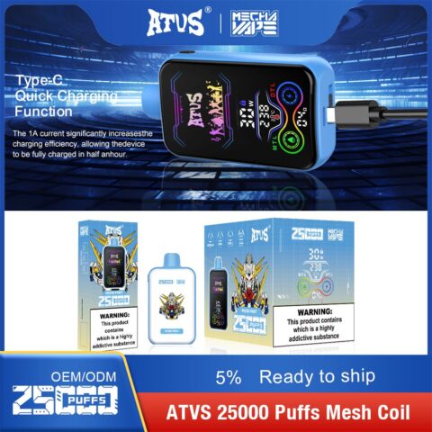 DE022 25000 Puffs Disposable Vape with Full screen rechargeable and adjustable airflow ATVS Vape