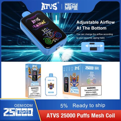 DE022 25000 Puffs Disposable Vape with Full screen rechargeable and adjustable airflow ATVS Vape