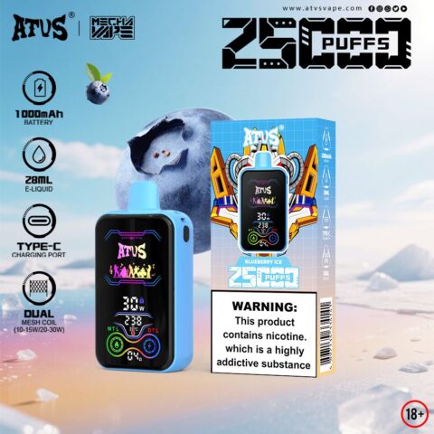 DE022 25000 Puffs Disposable Vape with Full screen rechargeable and adjustable airflow ATVS Vape