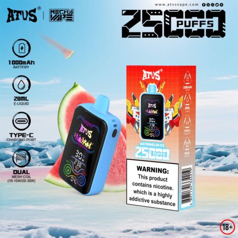 DE022 25000 Puffs Disposable Vape with Full screen rechargeable and adjustable airflow ATVS Vape